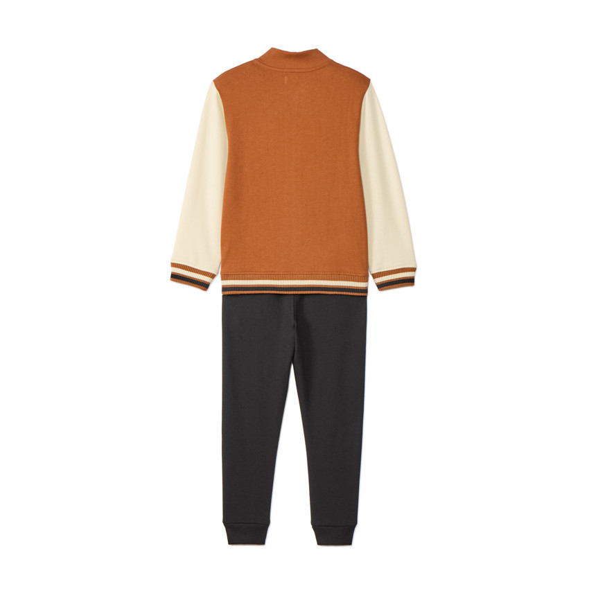 Ensemble gilet brodé fantaisie à col teddy + jogging pour garçon  