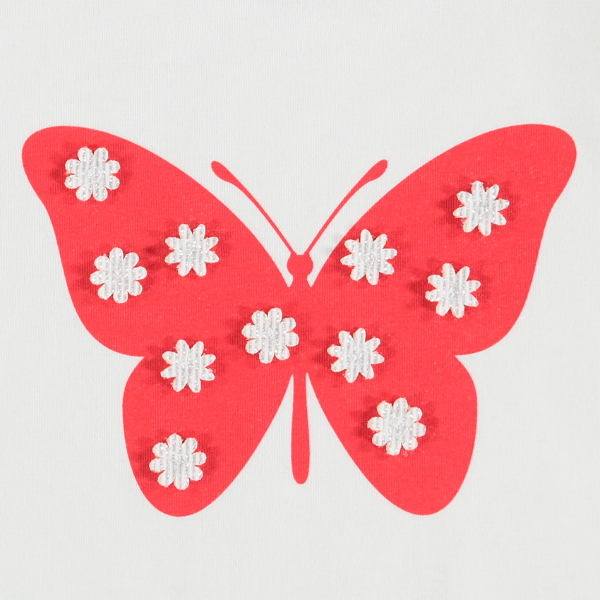 T-shirt manches longues avec papillon en relief 