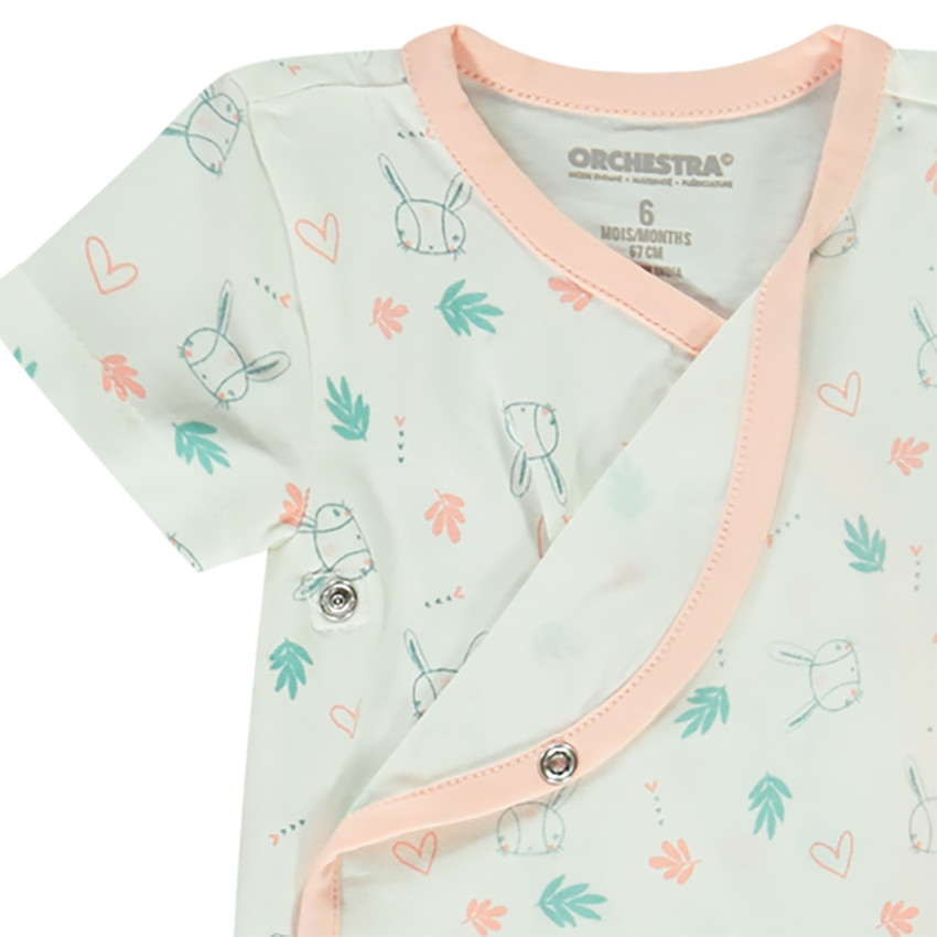 Lot de 5 bodies imprimé lapins pour bébé fille Main Lot de 5 bodies imprimé lapins pour bébé fille
