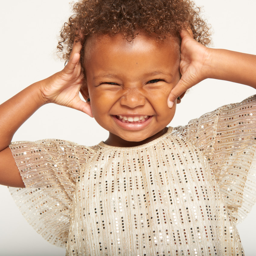 Robe de fête manches courtes scintillante pour bébé fille 