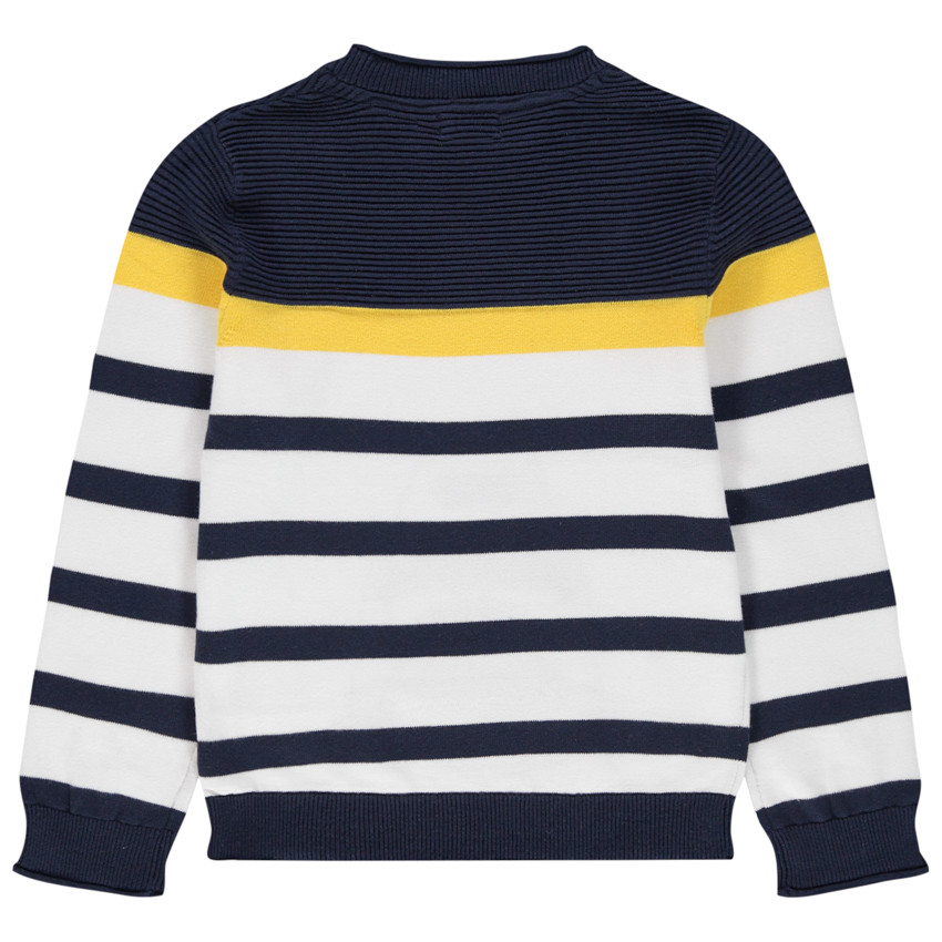 Πλεκτό πουλόβερ με ρίγες και καρχαρία σε ζακάρ 