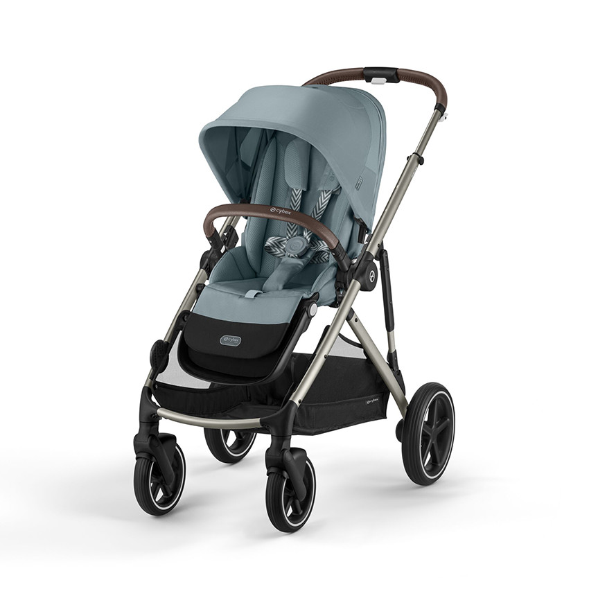 Διπλό καρότσι Gazelle S με panier σε χρώματα ταουπέ και μπλε καταιγίδας 