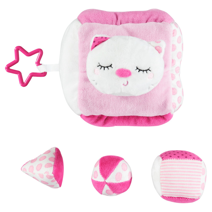 Cube d'activités en peluche - boîte à formes  