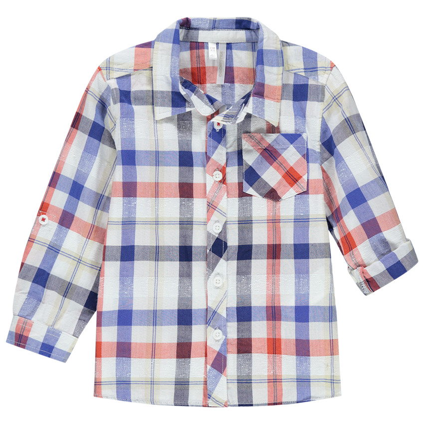 Μακρυμάνικο καρό πουκάμισο με τσέπη στο στήθος 