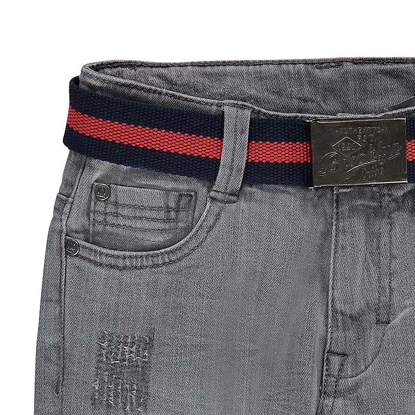 Παιδικά - Τζιν με φθαρμένη και τσαλακωμένη όψη και αφαιρούμενη ζώνη 