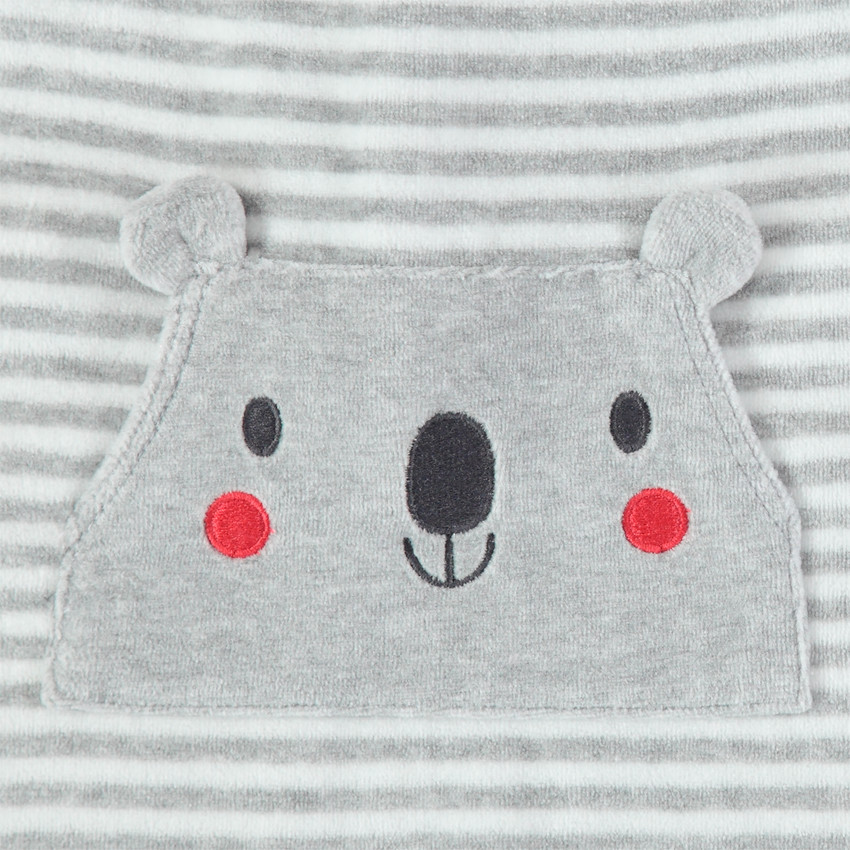 Βελουτέ ριγέ φορμάκι ύπνου με τσέπη σε σχήμα κοάλα  