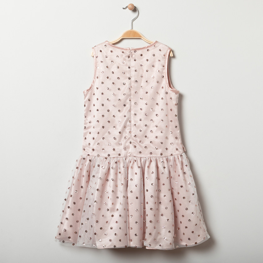 Φόρεμα αμάνικο με τούλι με glitter για κορίτσι 