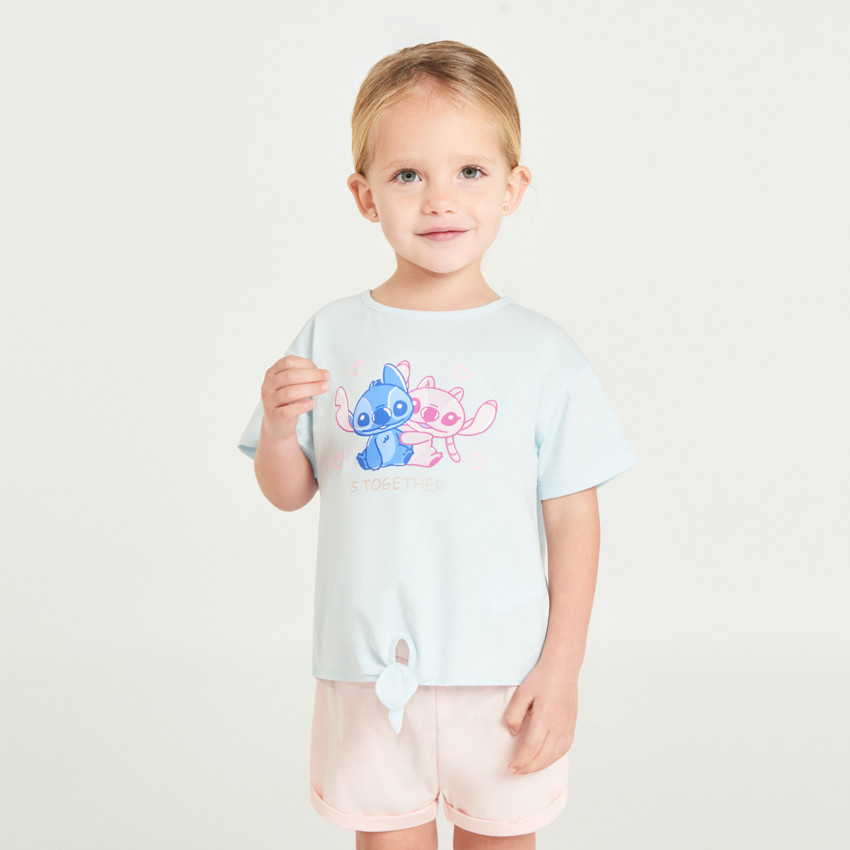 T-shirt κοριτσιού κοντό μανίκι με Stitch και Angel Disney 