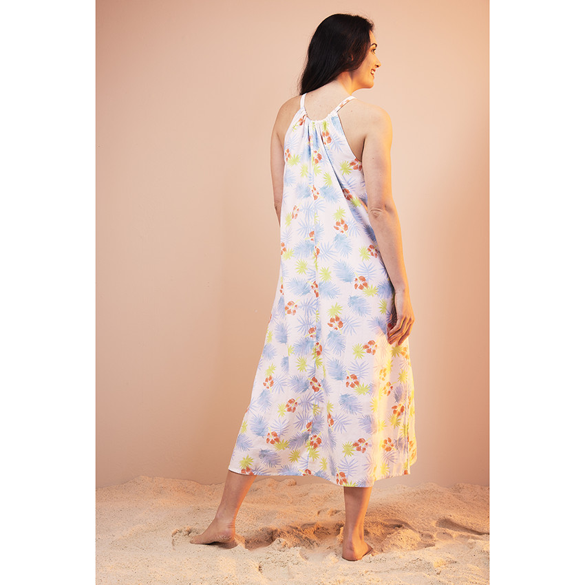 Μακρύ φόρεμα με εξωτικό print για γυναίκες 