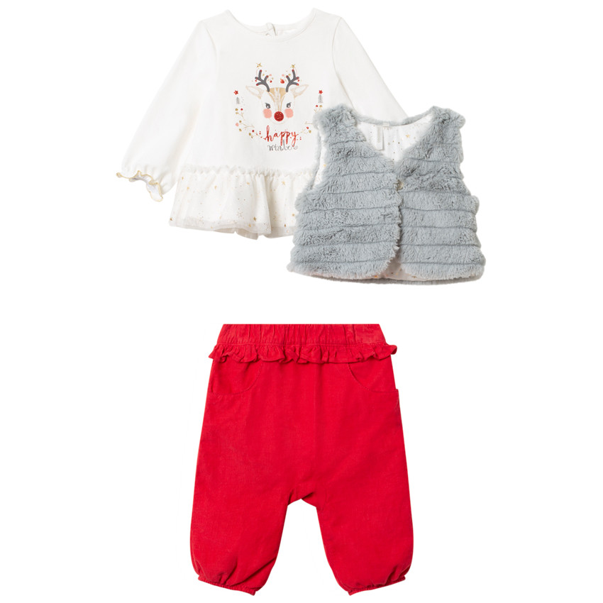 Ensemble 3 pièces avec gilet, tunique et pantalon 