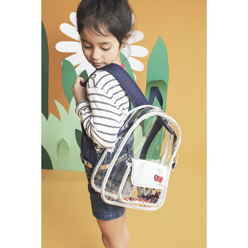 Διαφανές σακίδιο πλάτης με κεντημένα κεράσια 