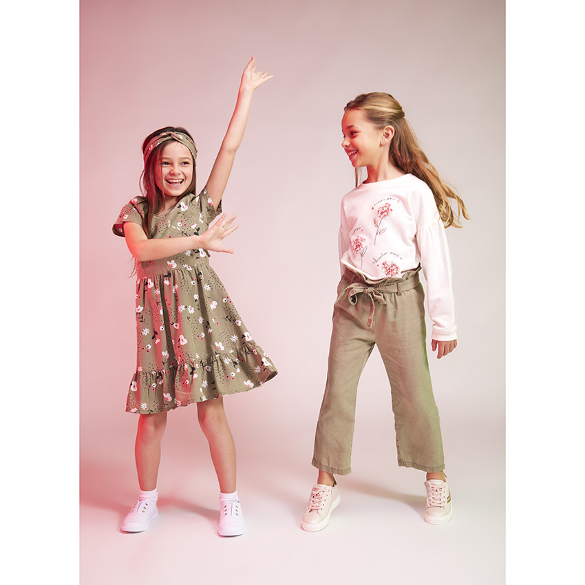 Φόρεμα skater κοντομάνικο με σχέδιο floral για κορίτσι 