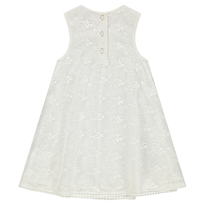 Αμάνικο φόρεμα από δαντέλα με κεντήματα και πον-πον  