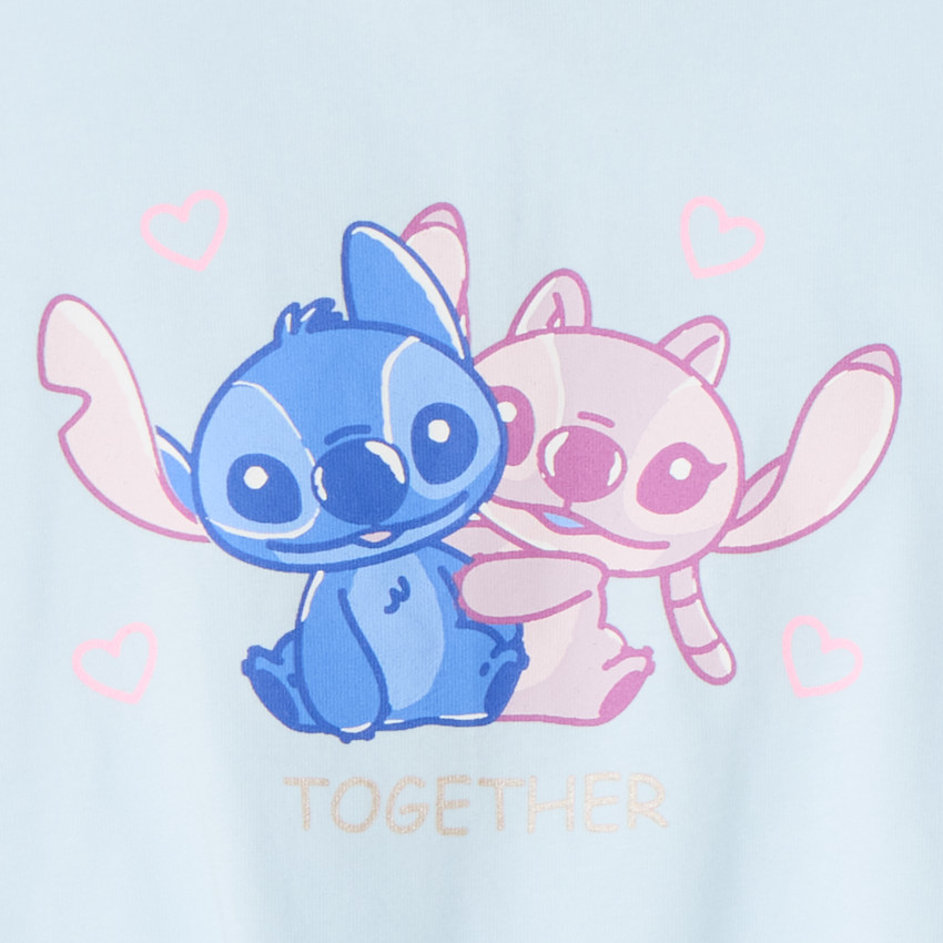 T-shirt κοριτσιού κοντό μανίκι με Stitch και Angel Disney 