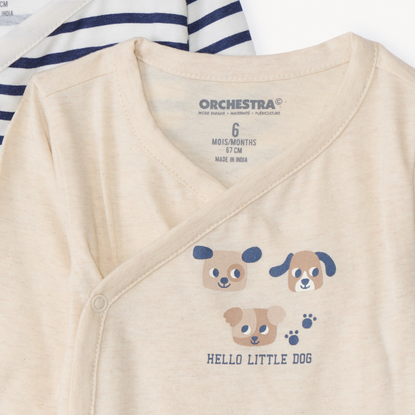 Lot de 7 bodies manches longues fantaisie pour bébé garçon avec ouvertures différentes selon l'âge 