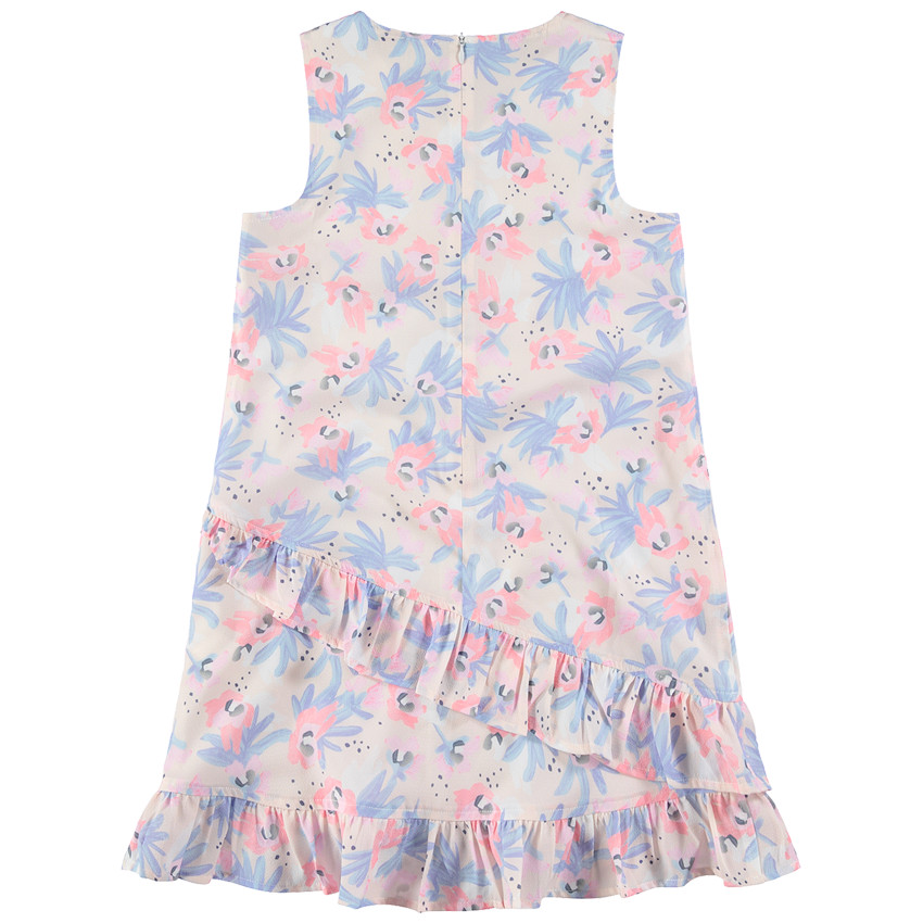 Παιδικά - Αμάνικο φόρεμα με λουλούδια και βολάν  