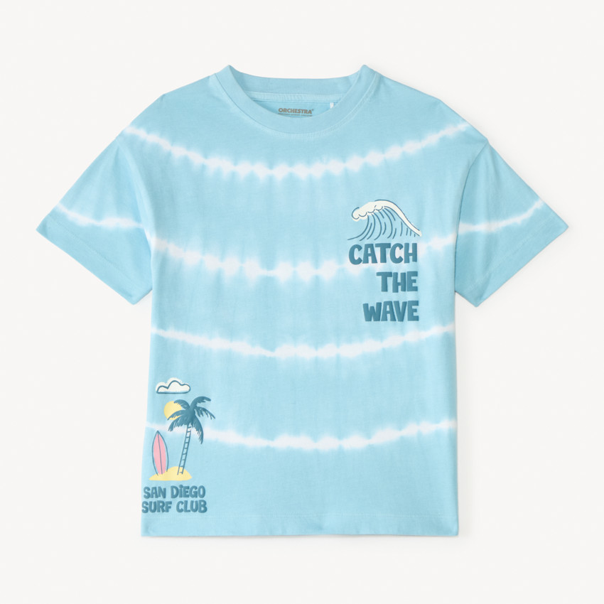 T-shirt κοντού μανικιού με tie and dye σχέδιο surf για αγόρι. 