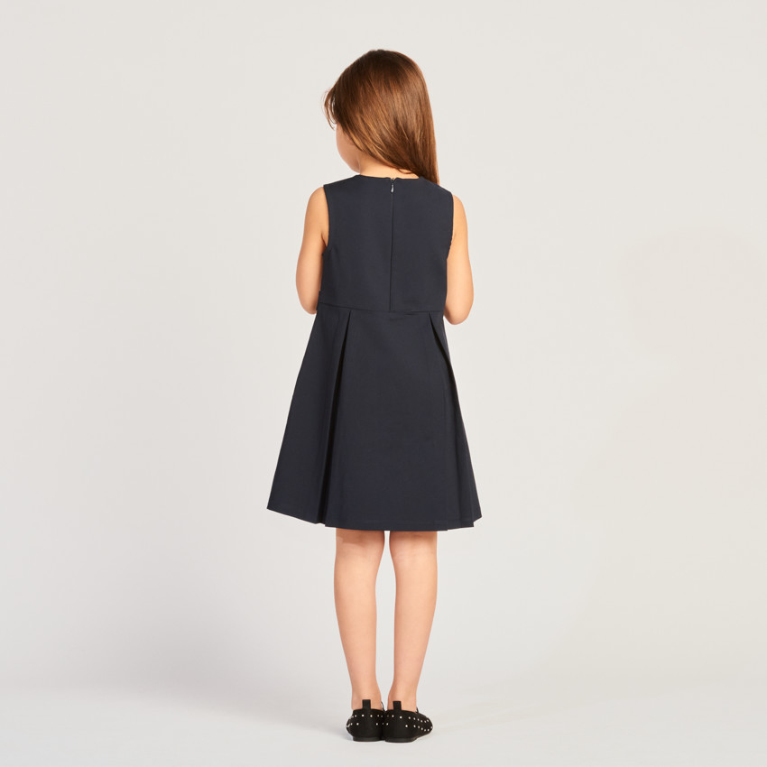 Αμάνικο φόρεμα από πάνινο ύφασμα μονόχρωμο για κορίτσι 