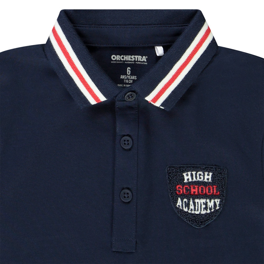 Polo manches courtes fantaisie avec badge brodé pour garçon Main Polo manches courtes fantaisie avec badge brodé pour garçon