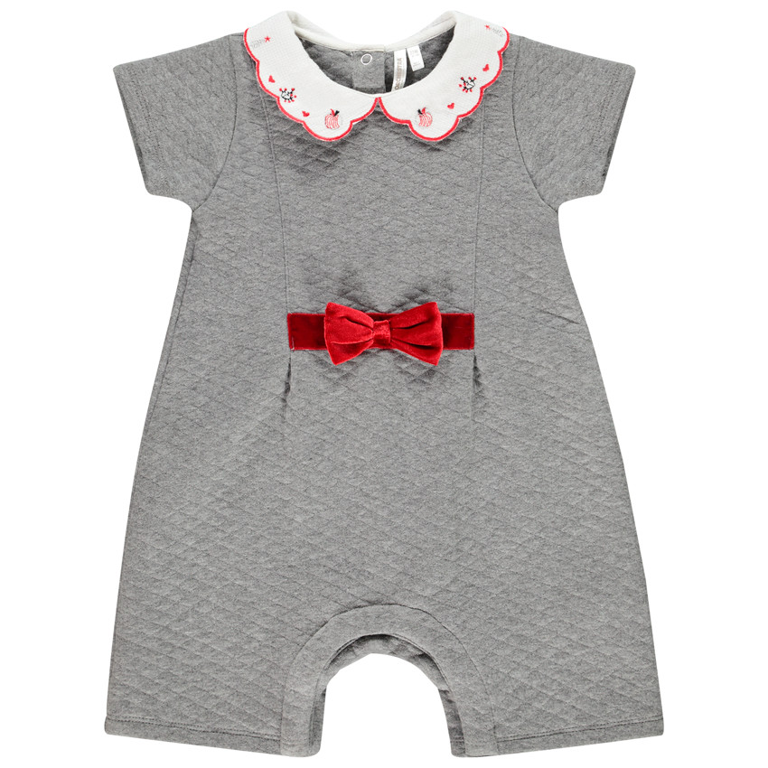 Combi κοντό με γιακά Claudine και  φιόγκο για bebe κορίτσι  Additional Combi κοντό με γιακά Claudine και  φιόγκο για bebe κορίτσι