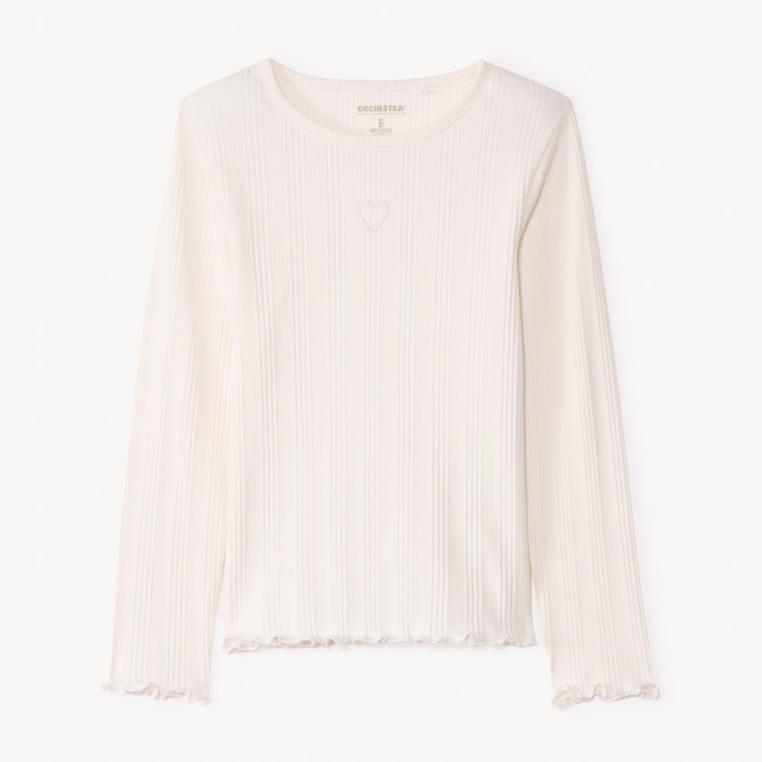 Μακρυμάνικη μπλούζα με κέντημα καρδιάς για κορίτσι 