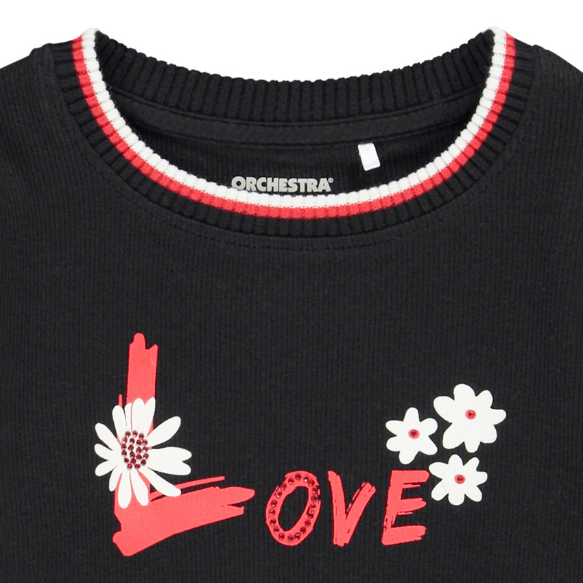 T-shirt μακρυμάνικο κοτλέ με σχέδιο για κορίτσι Main T-shirt μακρυμάνικο κοτλέ με σχέδιο για κορίτσι