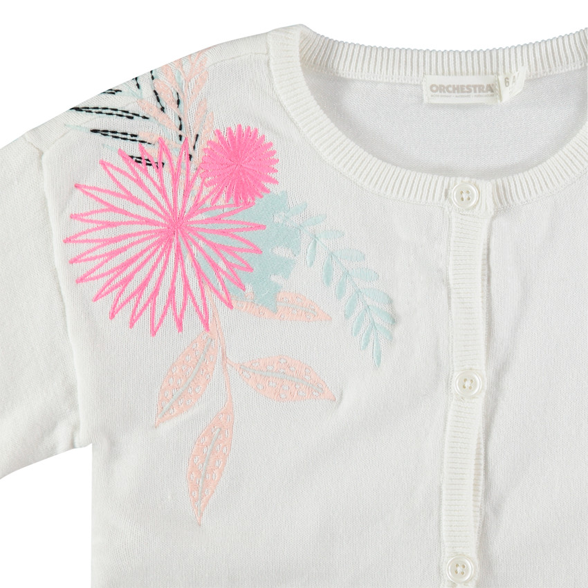 Πλεκτή ζακέτα με κεντημένο φλοράλ μοτίβο 