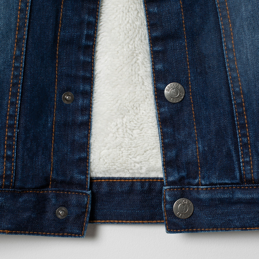 Veste en jean used doublée sherpa moutonnée  Additional Veste en jean used doublée sherpa moutonnée