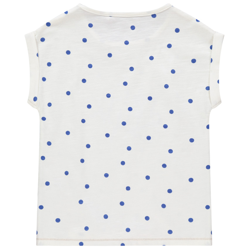 T-shirt manches courtes à pois et message pailleté 