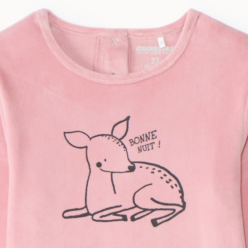 Σετ πυτζάμα 2 τεμαχίων micropolaire με print biche για μωρό κορίτσι 