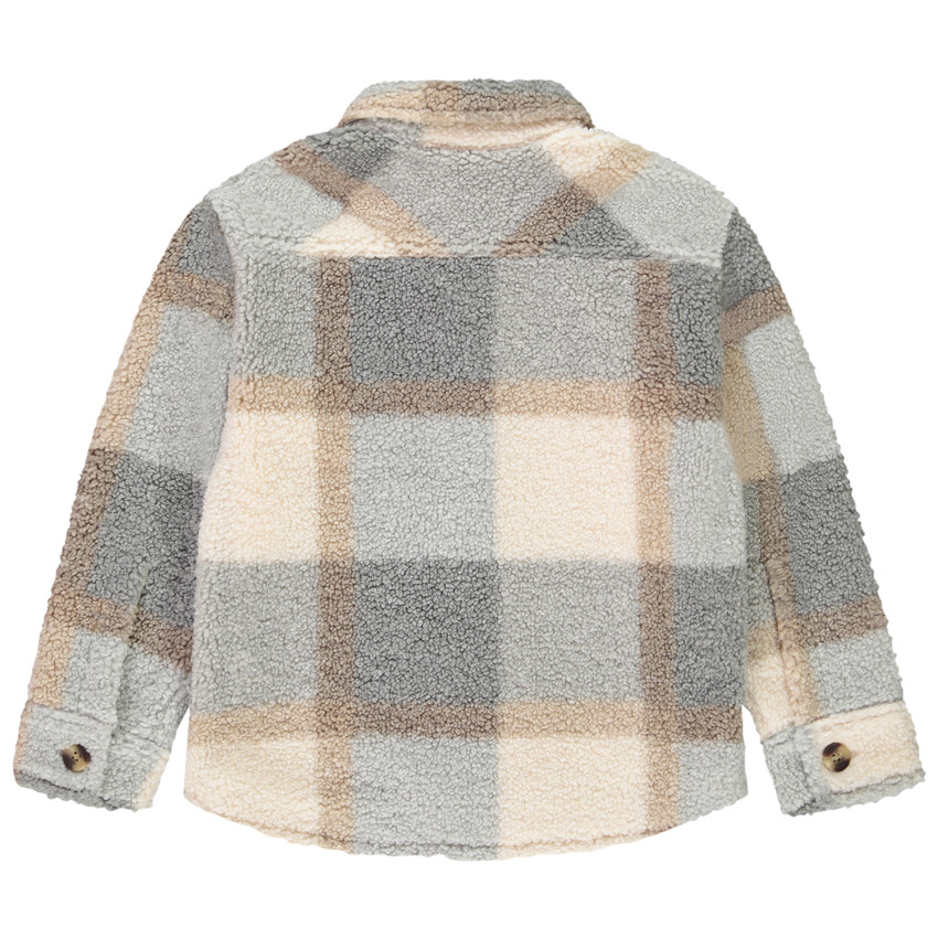 Παλτό σε στυλ πουκαμίσου με καρό σχέδιο από sherpa για αγόρι 