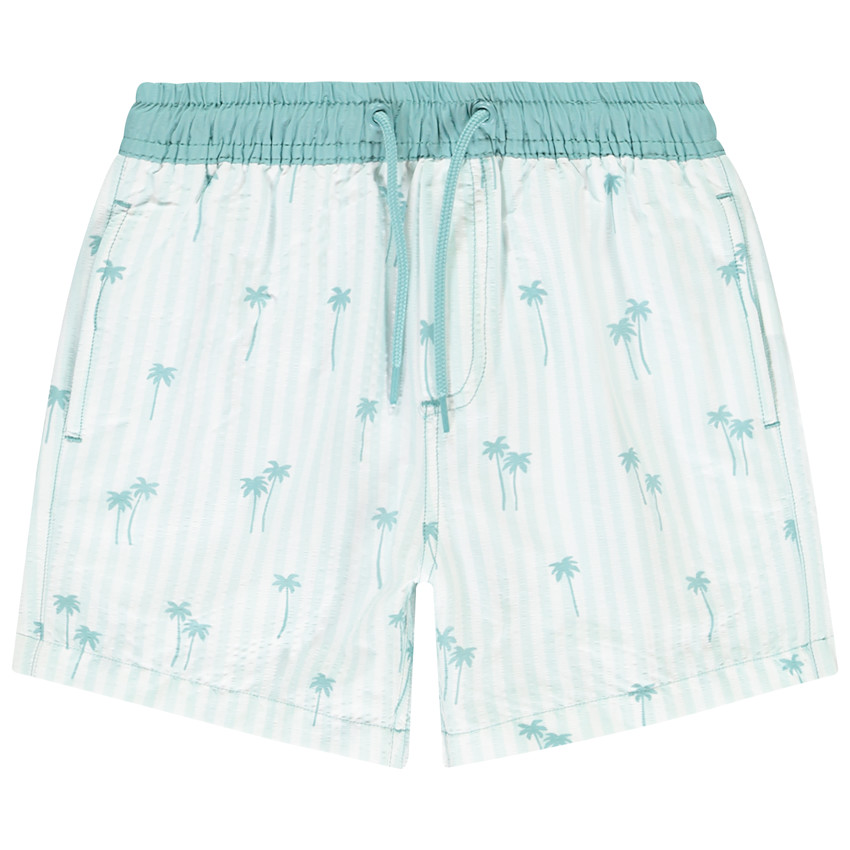 Short de bain imprimé palmiers et rayé pour garçon 