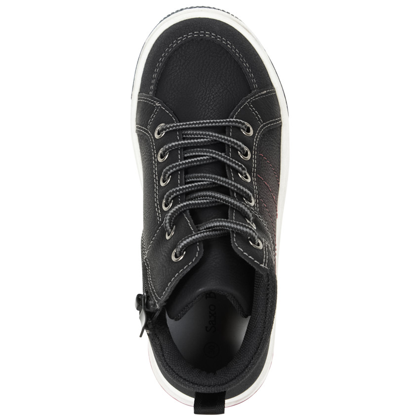 Μποτάκια μαύρα με φερμουάρ και κορδόνια για αγόρι 