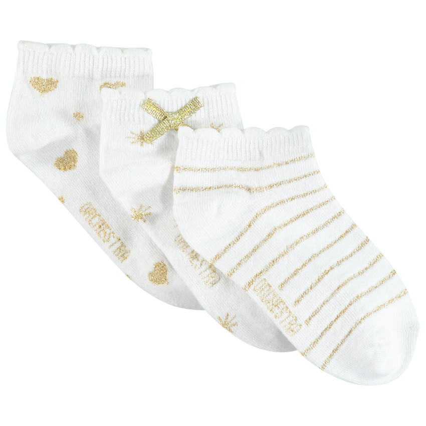 Lot de 3 paires de chaussettes courtes à motifs dorés 