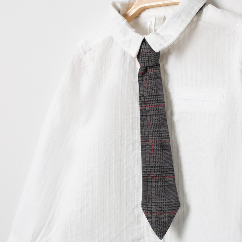 Ensemble cérémonie chemise à cravate + pantalon en Prince de Galles pour bébé garçon 