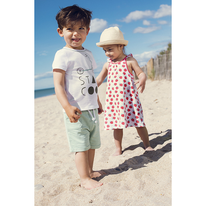 Φόρεμα με σχέδιο και τιράντες με βολάν για μωρό κορίτσι 