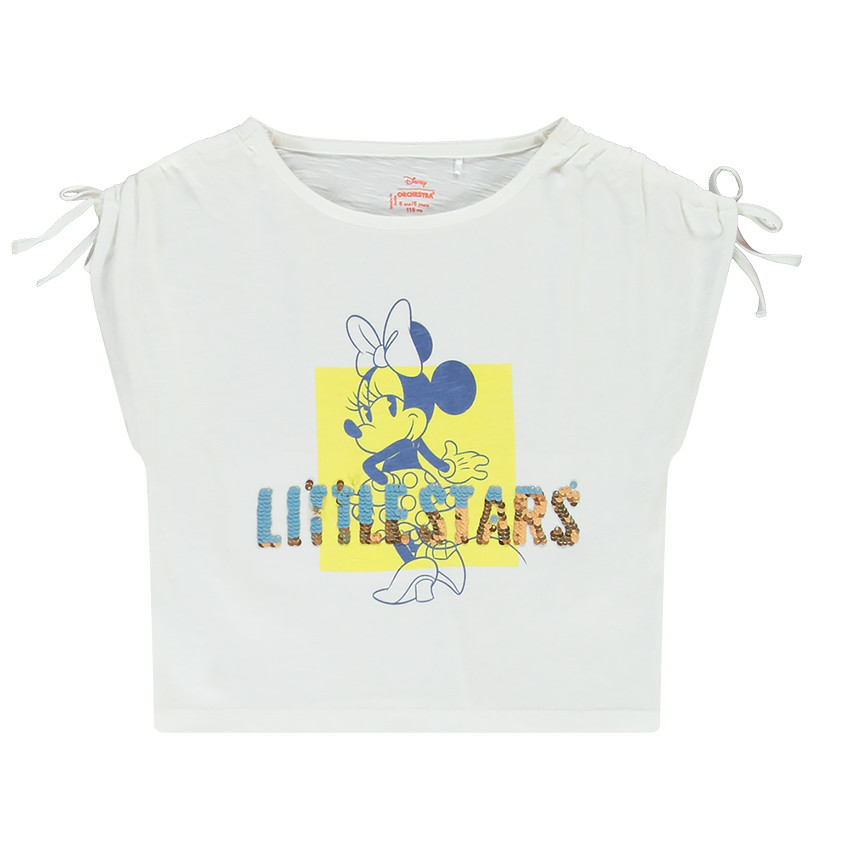 T-shirt forme boîte print Minnie Disney et sequins magiques pour fille Main T-shirt forme boîte print Minnie Disney et sequins magiques pour fille