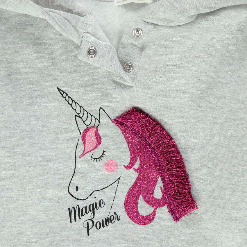 Sweat en molleton à capuche print licorne avec crinière en relief  Additional Sweat en molleton à capuche print licorne avec crinière en relief