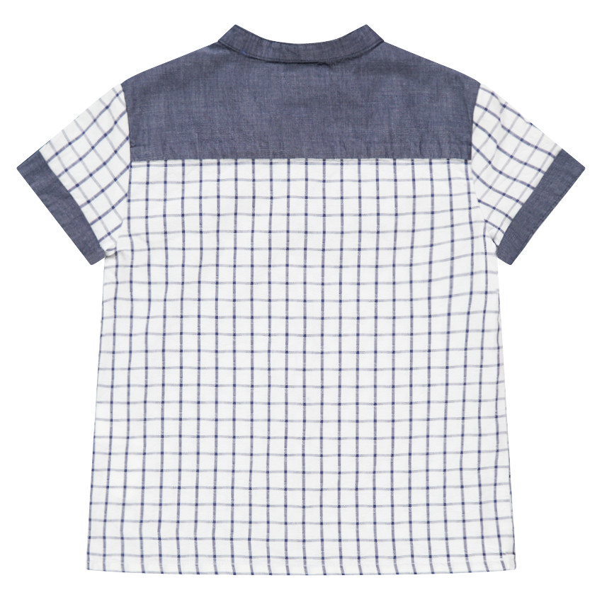 Κοντομάνικο πουκάμισο καρό με λεπτομέρειες σε ύφασμα chambray  