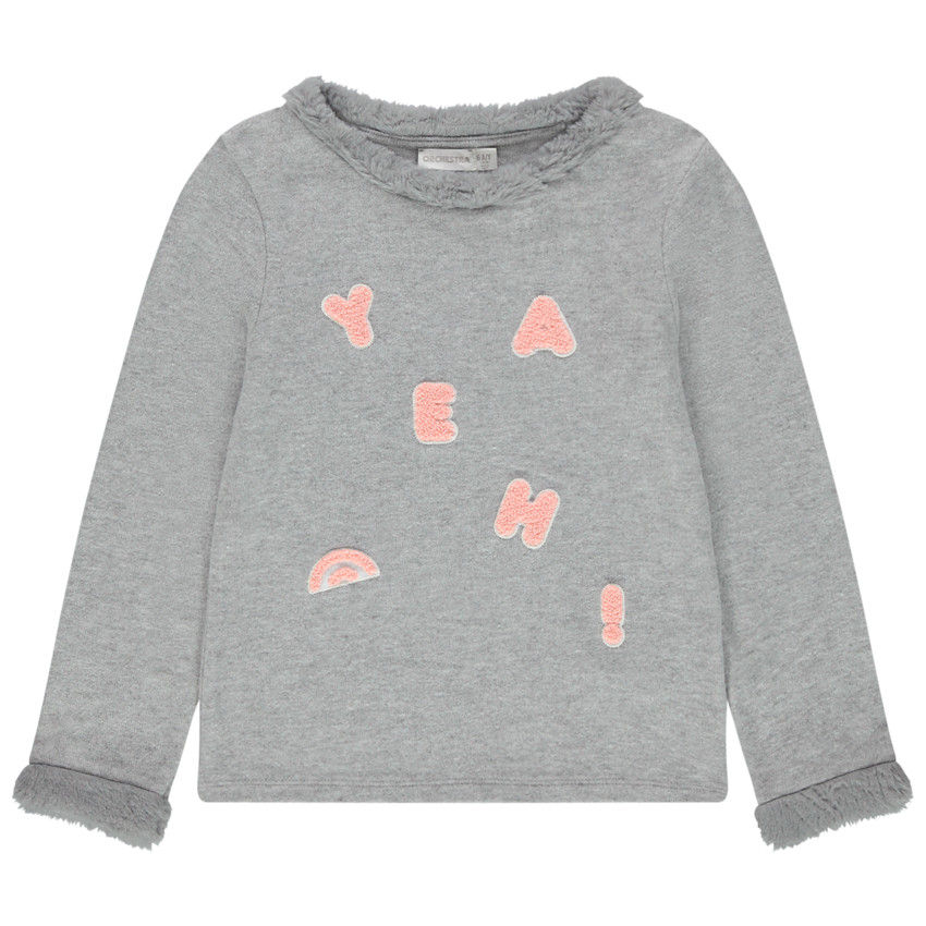 Πλεκτό με μελανζέ όψη και λεπτομέρειες από συνθετική γούνα 