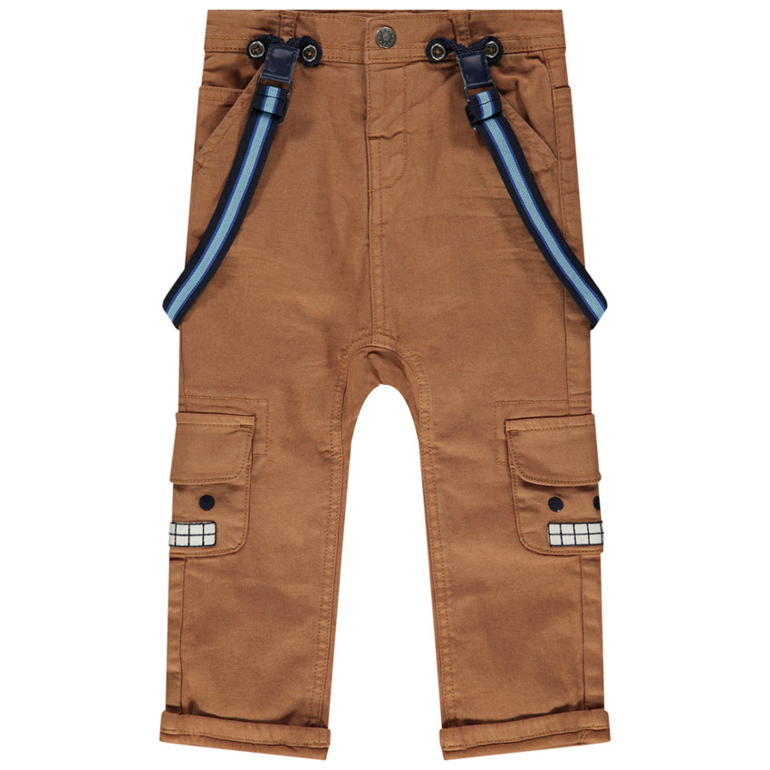 Pantalon en toile à poches et bretelles élastiquées 