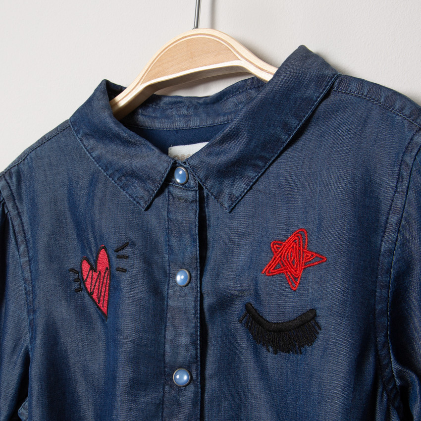 Μακρυμάνικο φόρεμα από tencel με κεντήματα 