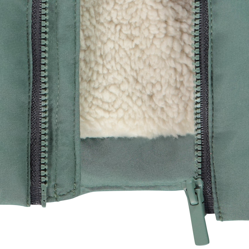 Μακριά μπουφάν με μακριά μανίκια από sherpa + κουκούλα για μωρό αγόρι 