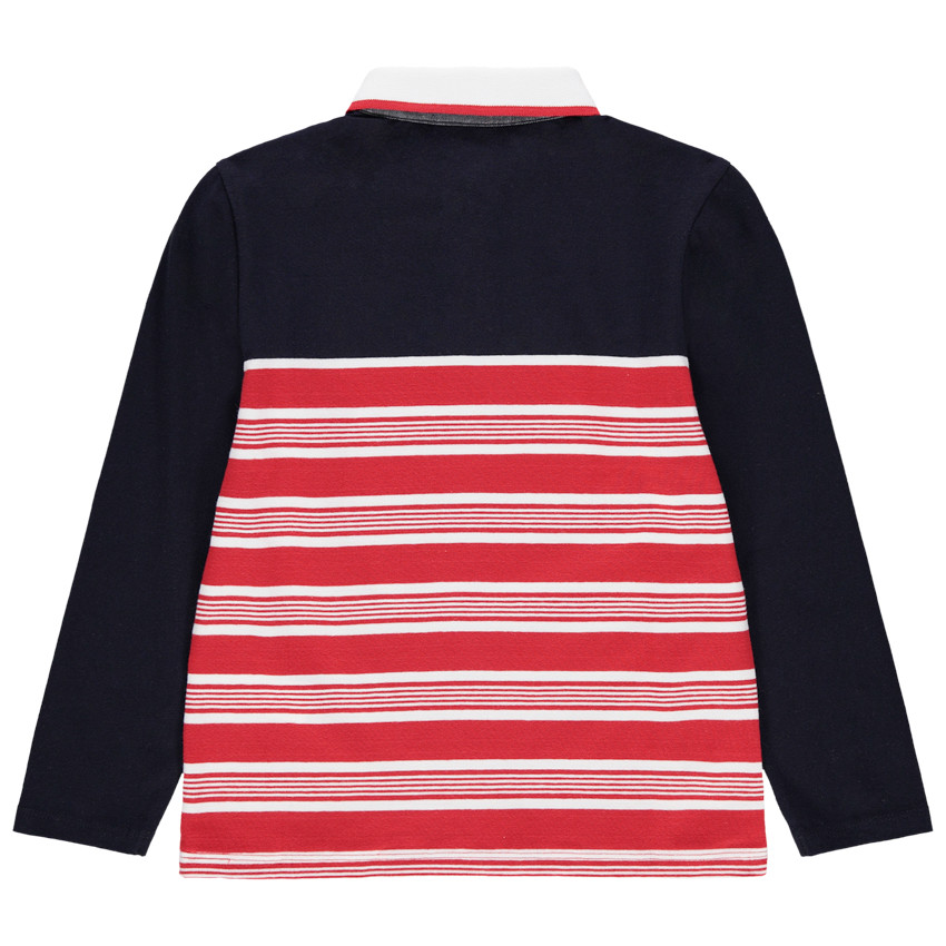 Polo manches longues à rayures et badge 