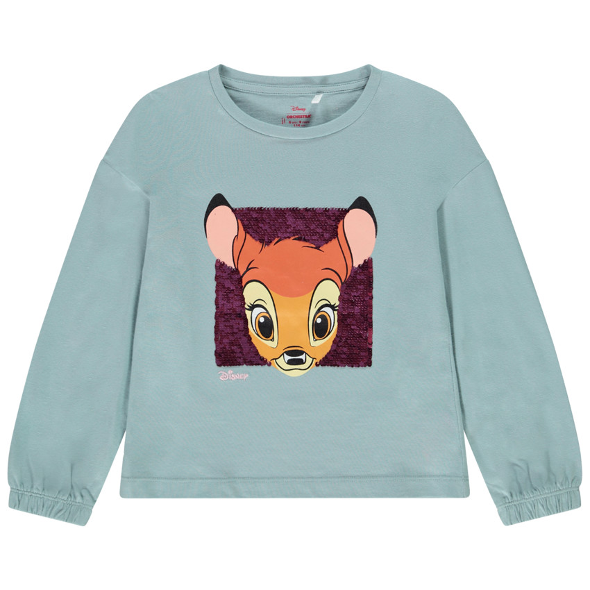 T-shirt manches longues print Bambi Disney en sequins magiques  