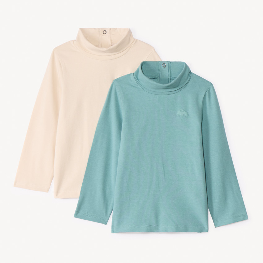 Lot de 2 sous-pulls unis à col roulé pour bébé garçon 