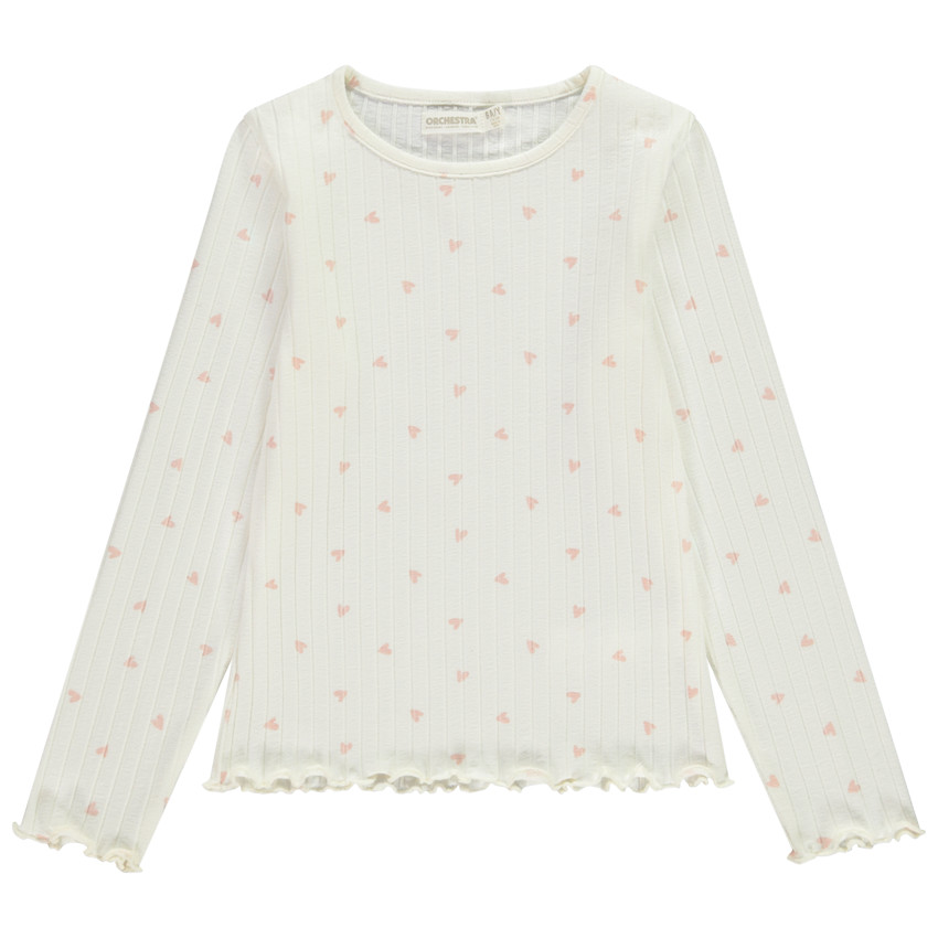 T-shirt μακρυμάνικο από πλεκτό με σχέδιο καρδιά για κορίτσι 