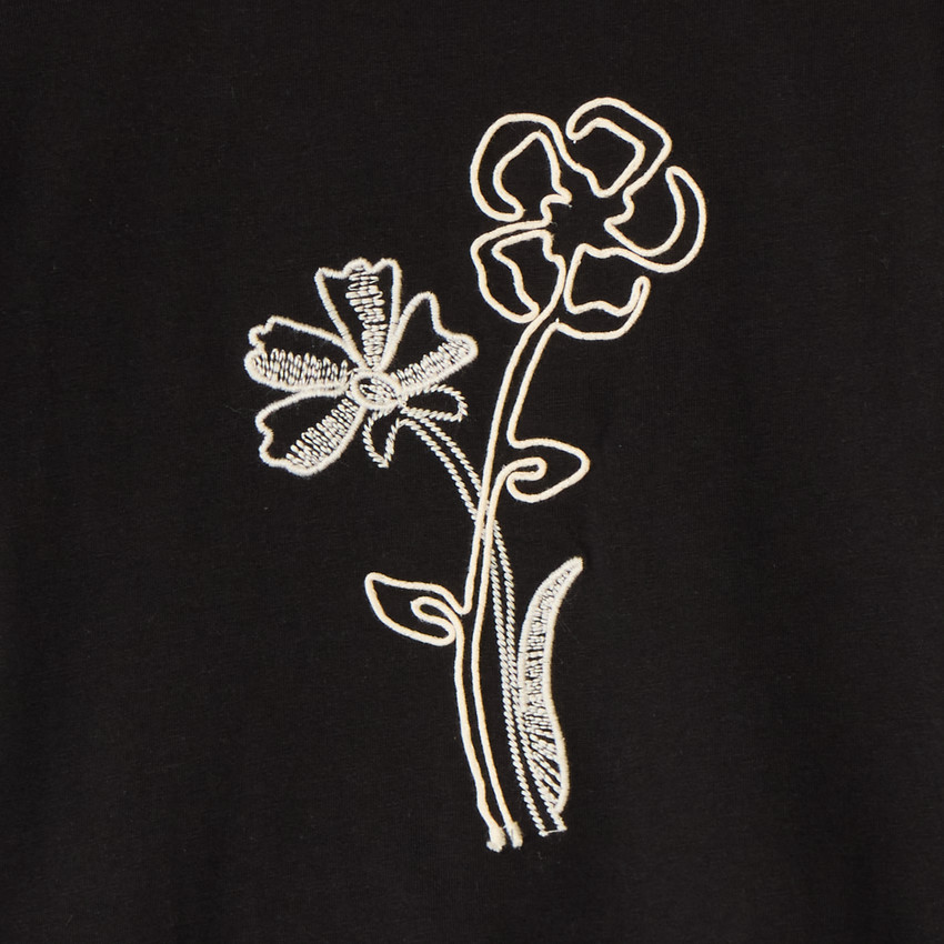 T-shirt à manches courtes pour fille avec fleurs en cording 