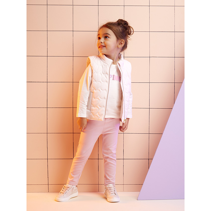 Κολάν μονόχρωμο σε ύφασμα Milano με λεπτομέρειες βολάν για μωρό κορίτσι 