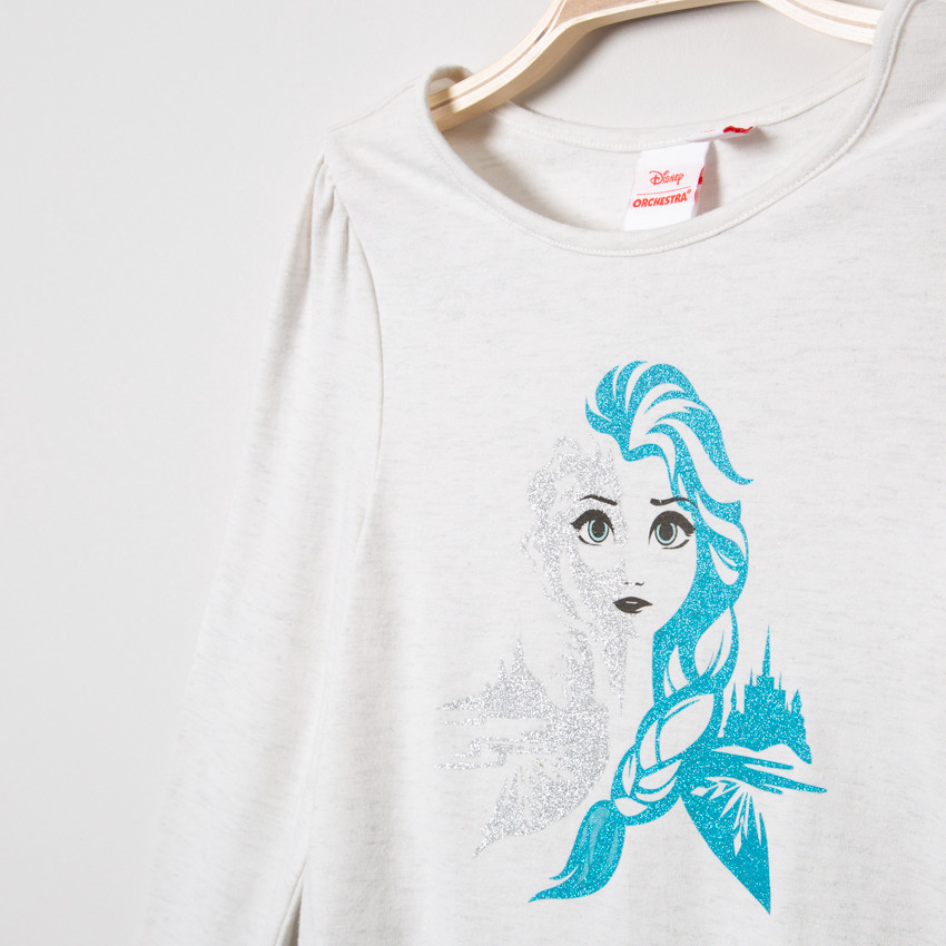 Μακρυμάνικο φόρεμα από τούλι με παγιέτες και στάμπα την Έλσα από το Frozen της Disney 